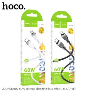 Cáp dữ liệu sạc silicon X109 Energy 60W C đến C (Dài = 1M)