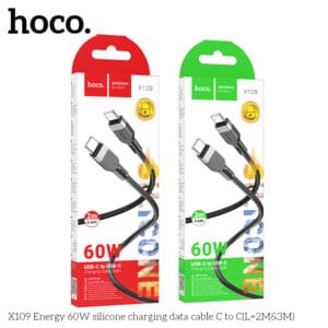 Cáp dữ liệu sạc silicon X109 Energy 60W C đến C (Dài = 2M)