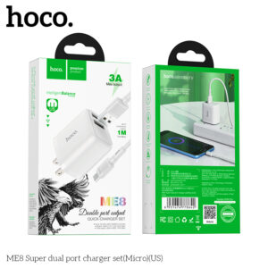 Bộ sạc 2 cổng Hoco ME8 kèm cáp to Micro