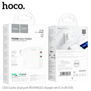 Bộ sạc (2C) cổng kép C110 Lucky PD35W (C to iP) (US)
