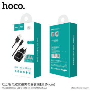 Bộ sạc USB kép thông minh C12 Smart (Kèm cáp Micro) (EU)