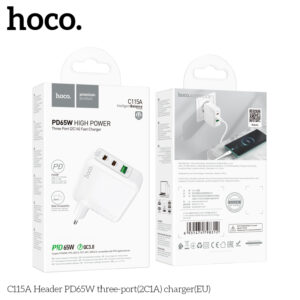 Cốc sạc nhanh ba cổng (2C1A) Hoco C115A PD65W