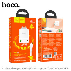 Bộ sạc ba cổng N33 Start PD35W (2C1A) (Type-C to Type-C)(EU)