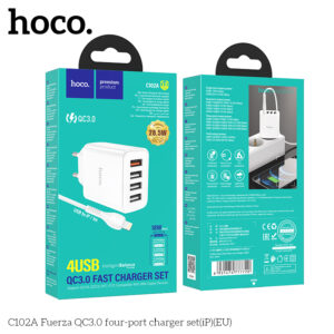 Bộ sạc bốn cổng C102A Fuerza QC3.0 (iPhone) (EU)