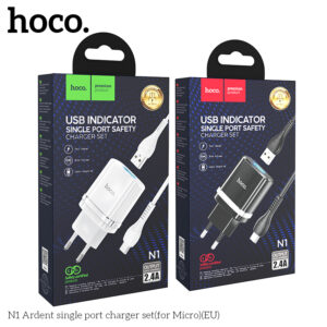 Bộ sạc cổng đơn Hoco N1 Ardent kèm cáp to Micro