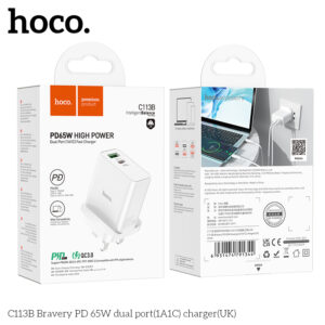 Bộ sạc cổng kép (1A1C) Hoco C113B Bravery PD 65W