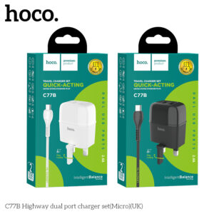 Bộ sạc cổng kép C77B Highway (kèm cáp Micro) (UK)