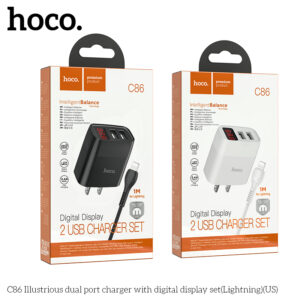 Bộ sạc Hoco cổng kép C86 Illustrious kèm cáp iPhone