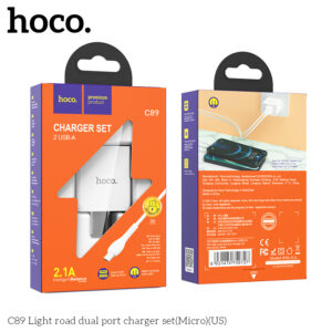 Bộ sạc cổng kép Hoco C89 2.1A Light road kèm cáp Micro