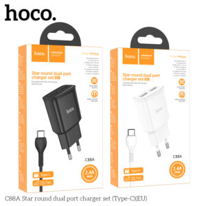 Bộ sạc Hoco cổng kép hình tròn C88A Star Type C