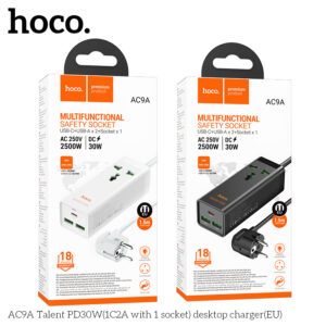 Bộ sạc máy tính để bàn Hoco AC9A Talent PD30W(1C2A với 1 ổ cắm) (EU)