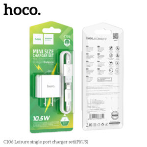 Bộ sạc Hoco một cổng Leisure C106 kèm cáp to iPhone (US)