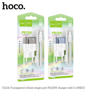 Bộ sạc nhanh Hoco một cổng trong suốt C125A PD20W (TypeC to iPhone)