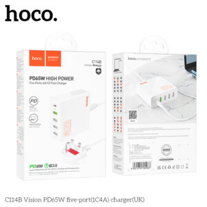 Bộ sạc nhanh năm cổng (1C4A) Hoco C114B Vision PD65W