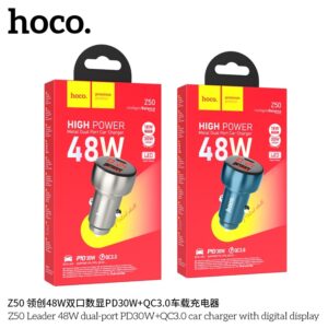 Bộ sạc nhanh ô tô Hoco Z50 Leader 48W cổng kép PD30W+QC3.0