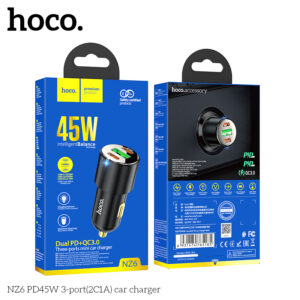 Bộ sạc nhanh xe hơi Hoco NZ6 PD45W 3 cổng (2C1A)