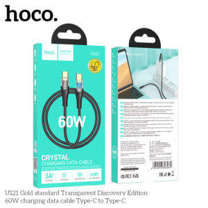 Cáp dữ liệu sạc 60W TypeC - TypeC U121 Gold Transparent Discovery Edition