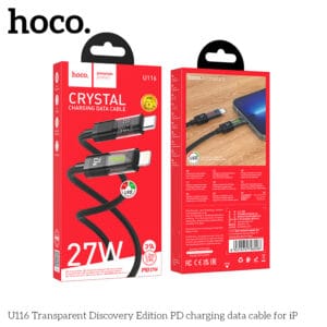Cáp dữ liệu sạc nhanh trong suốt Hoco U116 PD20W cho iPhone