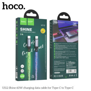 Cáp sạc nhanh dạ quang Hoco U112 Shine 60W TypeC to TypeC