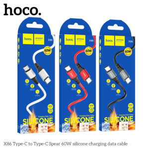 Cáp dữ liệu sạc silicon X86 Type-C đến Type-C Spear 60W