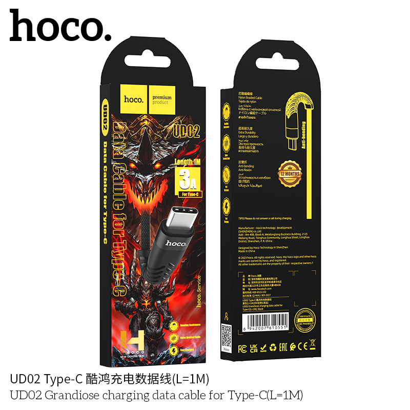 Cap-sac-Hoco-UD02-3A-cho-Type-C-1M-Co-den-LED-4