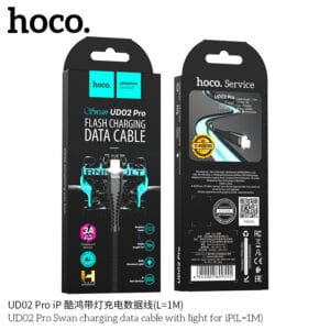 Cáp sạc Hoco UD02 Pro 3A lightning cho iPhone (1M)- Có đèn LED