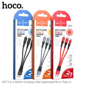 Cáp sạc cổng Hoco 3 trong 1 X47 (iPhone+Micro+TypeC)