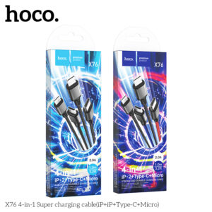Cáp sạc siêu tốc 4 trong 1 X76 (iP+iP+Type-C+Micro)
