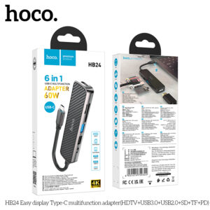 Bộ chuyển đổi Hoco HB24 Type C (HDTV USB3.0 USB2.0 SD TF PD)