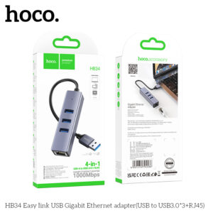 HB34 Bộ chuyển đổi USB Gigabit Ethernet (USB sang USB3.0*3+RJ45)