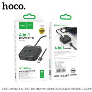 HB35 Bộ chuyển đổi Ethernet 4 trong 1 tốc độ 100 Mbps (USB sang USB2.0*3+RJ45)(L=0,2M)