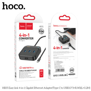 HB35 Bộ chuyển đổi Gigabit Ethernet 4 trong 1 (TypeC sang USB3.0*3+RJ45)(L=0,2M)