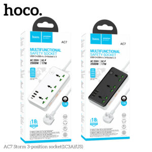 Ổ cắm 3 vị trí Hoco AC7 Storm (1C3A)