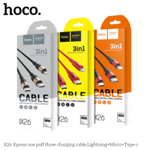 Cáp sạc nhiều đầu Hoco X26 Xpress (iPhone + Micro + TypeC)