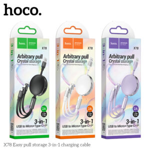 X78 Cáp sạc 3 trong 1 có ngăn kéo dễ dàng