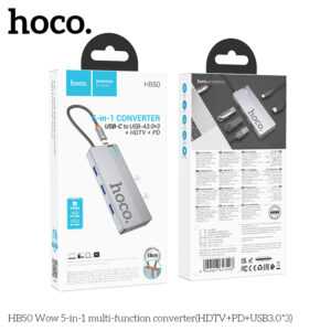 Bộ chuyển đổi đa chức năng 5 trong 1 HB50 Wow (HDTV+PD+USB3.0*3)