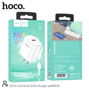 BỘ CỦ CÁP SẠC NHANH QC18W HOCO DC76 LIGHTNING