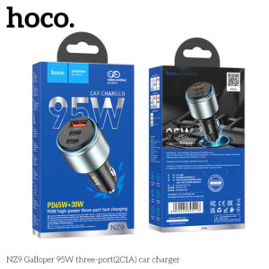 Bộ sạc nhanh trên xe hơi ba cổng (2C1A) Hoco NZ9 Galloper 95W