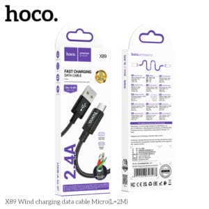 Cáp dữ liệu sạc gió X89 Micro (Dài = 2M) (có đóng gói)