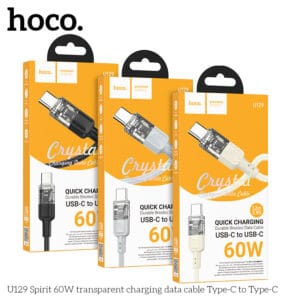 Cáp dữ liệu sạc trong suốt U129 Spirit 60W C To C