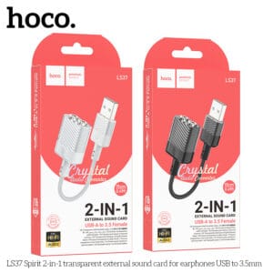 LS37 Spirit Card âm thanh ngoài trong suốt 2 trong 1 cho tai nghe USB sang 3,5mm